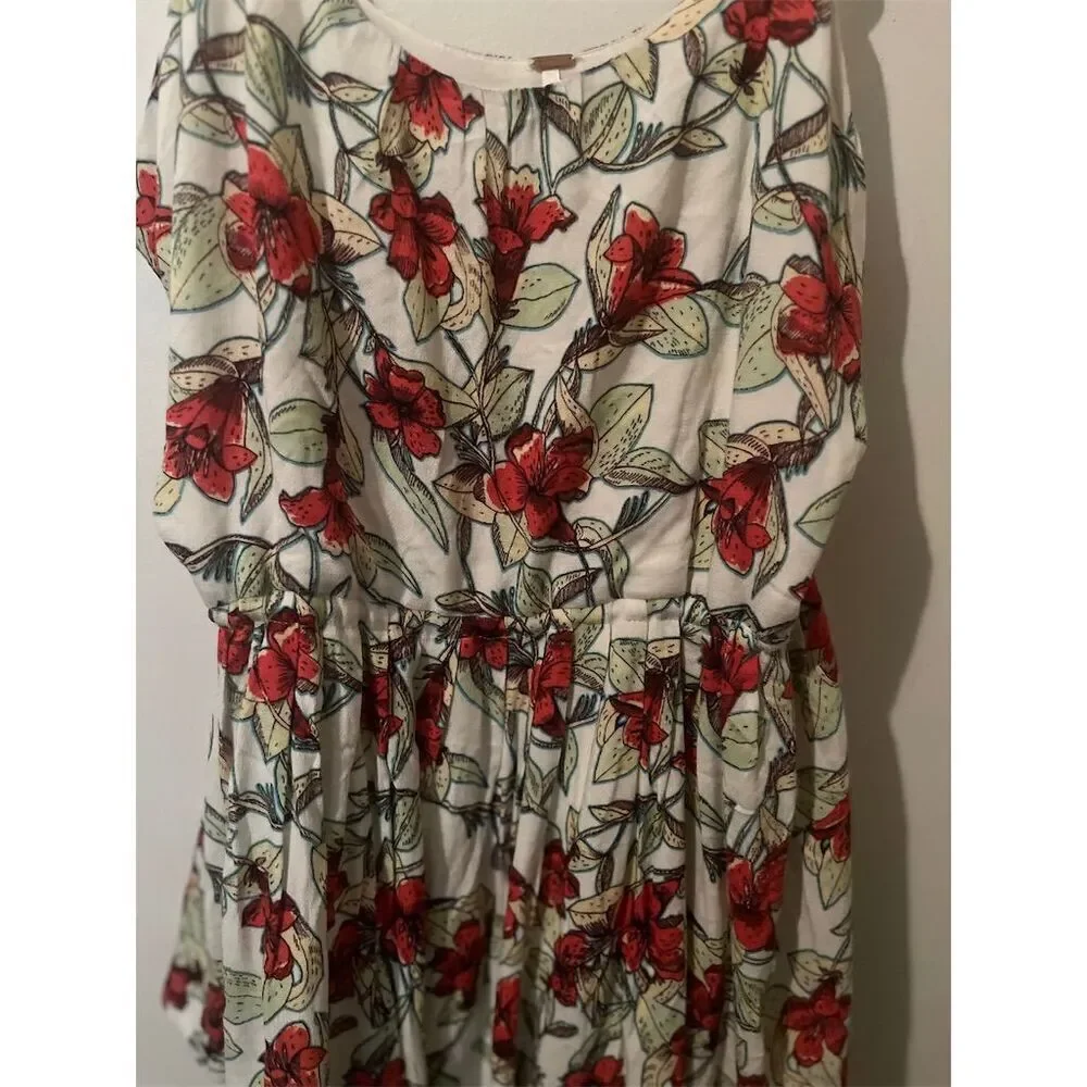 Free People Dear You Floral Mini Dress White Sleeveless‎ Fit & Flare Size M